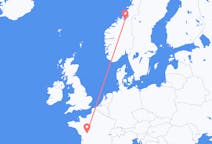 Flyg från Trondheim, Norge till Poitiers, Frankrike