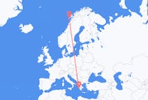 出发地 挪威出发地 莱克内斯目的地 希腊扎金索斯島的航班
