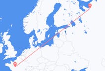 Fly fra Arkhangelsk til Tours