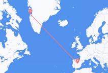 Flyreiser fra Aasiaat, Grønland til Madrid, Spania