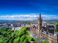 Photo of aerial view of Glasgow in Scotland, United Kingdom.