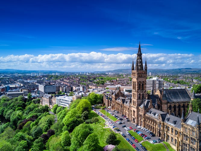 Photo of aerial view of Glasgow, Scotland, UK.