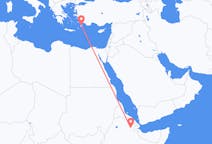 Flyg från Semera, Etiopien till Rhodes, England, Grekland