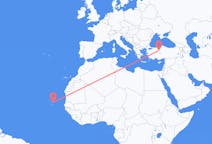 Flyg från Boa Vista (kommun i Brasilien, Roraima, lat 3,19, long -60,61), Kap Verde till Ankara, Turkiet