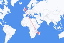 Flyreiser fra Toliara, Madagaskar til Southampton, England