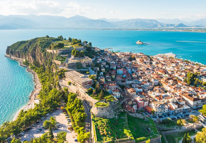 Photo of Panoramic view of the old town of Nafplio with it's beautiful beaches and houses, Greece