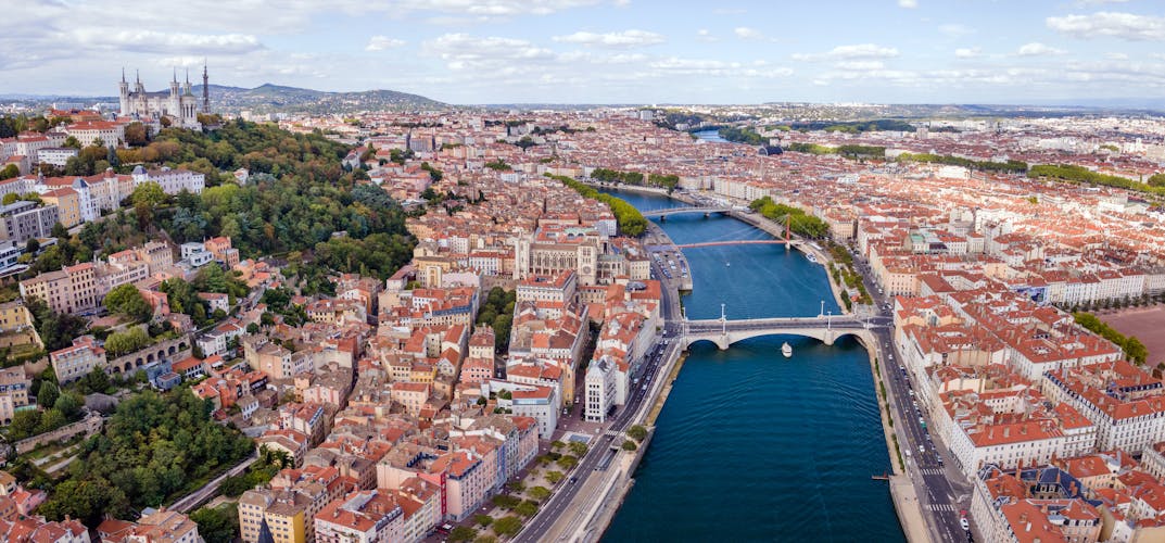 Photo of Lyon city aerial panoramic view.