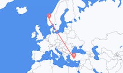 Flights from Sogndal, Norway to Isparta, Turkey
