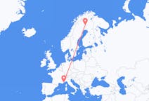 Flights from Pajala, Sweden to Nice, France