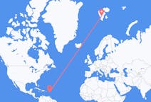 Voli da Pointe-à-Pitre, Francia alle Svalbard, Svalbard e Jan Mayen