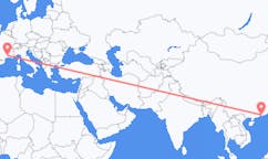 Flyg från Shenzhen, Kina till Nimes, Frankrike