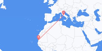 Flyg från Mauretanien till Italien