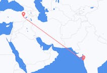 Vluchten van Bombay, India naar Mus, Turkije