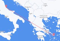 Lennot Pescarasta, Italia Mykonokselle, Kreikka