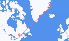 出发地 加拿大出发地 蒙特利尔目的地 格陵兰斯科斯比鬆的航班