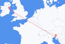 Vluchten van Dublin, Ierland naar Triëst, Italië