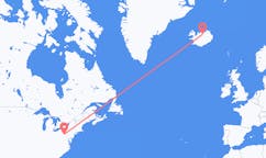 Fly fra byen Altoona, USA til byen Akureyri, Island