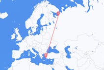 Flights from Arkhangelsk, Russia to Kos, Greece