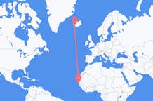Loty z Dakar, Senegal do Reykjaviku, Islandia