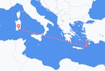 Vluchten van Karpathos, Griekenland naar Cagliari, Trento, Italië