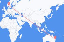 Vluchten van Brisbane, Australië naar Oslo, Noorwegen
