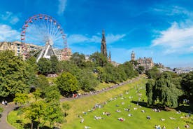Photo of beautiful view of the old town city of Edinburgh from Calton Hill, United Kingdom.