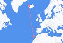 スペインのランサローテ島からから、アイスランドのレイキャビクまでのフライト