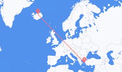 Flights from the city of Chios, Greece to the city of Akureyri, Iceland