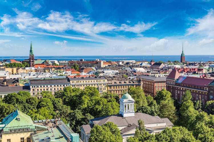 Photo of panoramic aerial view of Helsinki in a beautiful summer day.