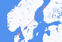 フィンランドのヴァーサから、デンマークのオールボーまでのフライト