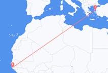 Flyreiser fra Ziguinchor, Senegal til Mytilene, Hellas