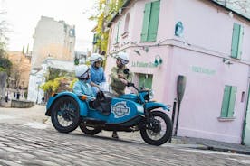 边车摩托车上的巴黎老式私人城市之旅