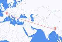 Flights from Aizawl, India to Lyon, France