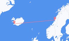 Vluchten van Brønnøysund, Noorwegen naar Reykjavík, IJsland