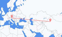 Flyg från Korla, Kina till Klagenfurt, Österrike