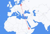 Flyg från Addis Abeba, Etiopien till Warszawa, Polen