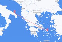 ギリシャのミコノス島からから、イタリアのブリンディジまでのフライト