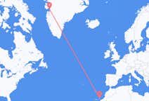 スペインのランサローテ島からから、グリーンランドのイルリサットまでのフライト