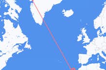 スペインのランサローテ島からから、グリーンランドのイルリサットまでのフライト