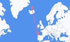 Voli da Grimsey, Islanda a La Coruña, Spagna