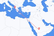 Flyreiser fra Wadi ad-Dawasir, Saudi-Arabia til Korfu, Hellas
