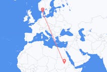 Flyg från Khartoum, Sudan till Ålborg, Danmark