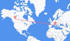 Flyreiser fra Dawson Creek, Canada til Perugia, Italia