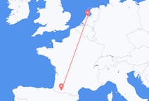Flyg från Amsterdam, Nederländerna till Lourdes (kommun i Brasilien, São Paulo, lat -20,94, long -50,24), Frankrike
