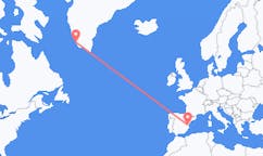 スペインのバレンシアからから、グリーンランドのパーミウトまでのフライト