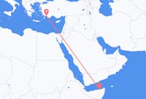 Vluchten van Bosaso, Somalië naar Dalaman, Turkije