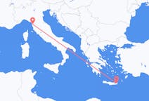 ギリシャのシティアからから、イタリアのピサまでのフライト