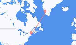 Vluchten van Boston, Verenigde Staten naar Paamiut, Groenland