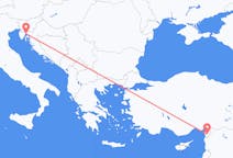 クロアチアのリエカから、トルコのハタイ県までのフライト