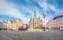 Photo of panoramic view of main square with Town Hall building and Fountain of Neptune in Liberec, Czechia.